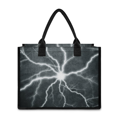 White Lightning Print Canvas Tote Bag