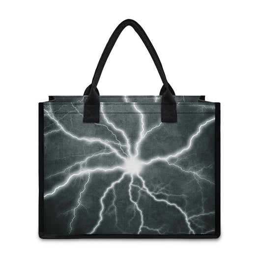 White Lightning Print Canvas Tote Bag