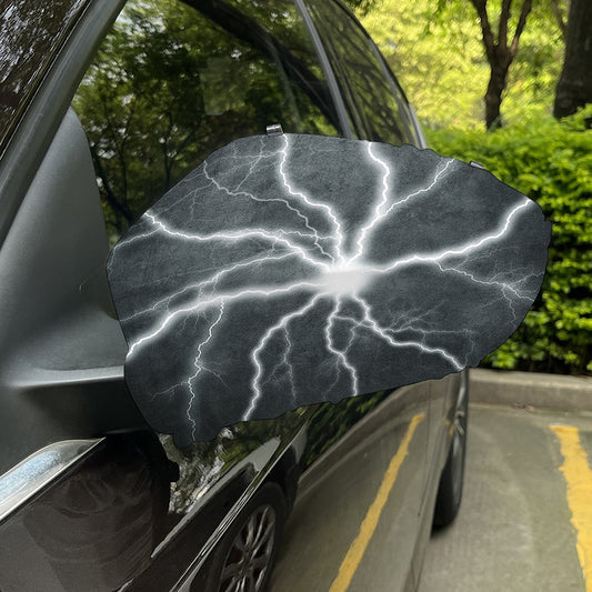 White Lightning Print Car Side Mirror Covers