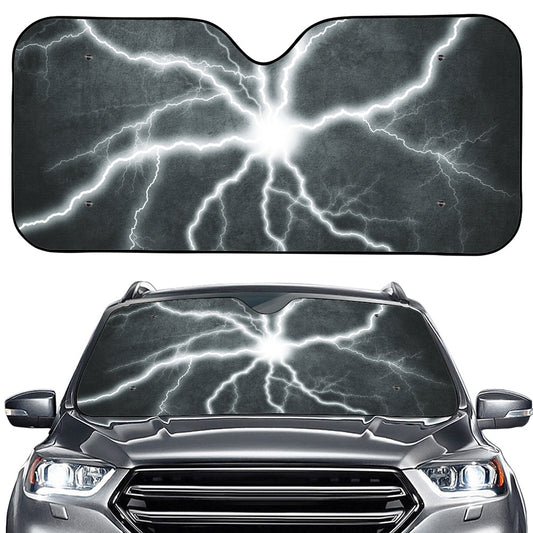 White Lightning Print Car Windshield Sun Shade