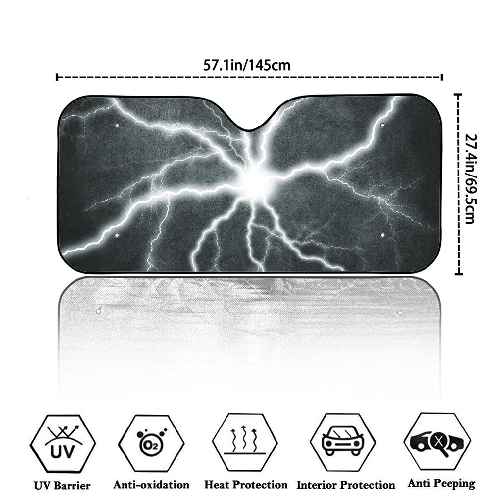 White Lightning Print Car Windshield Sun Shade