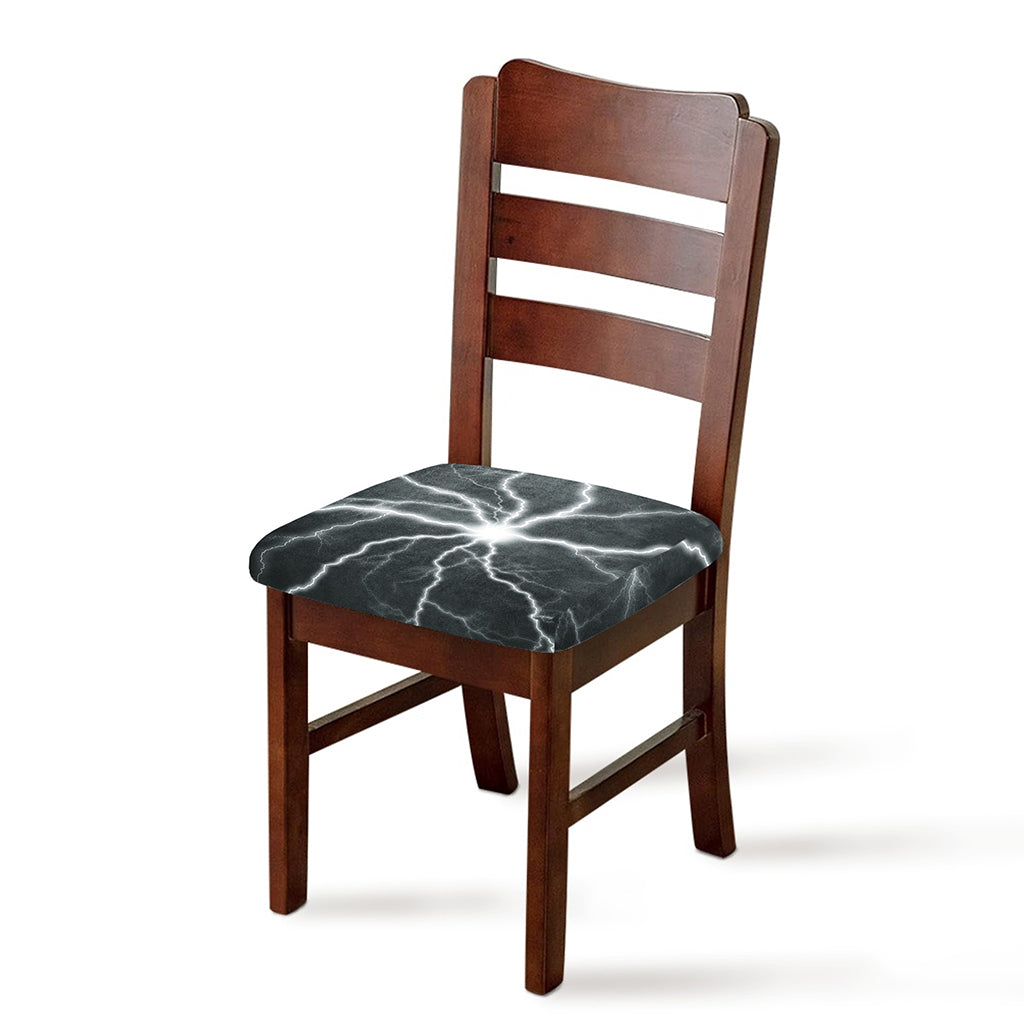 White Lightning Print Chair Cushion Cover