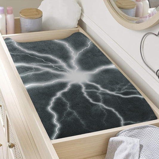 White Lightning Print Changing Pad Cover