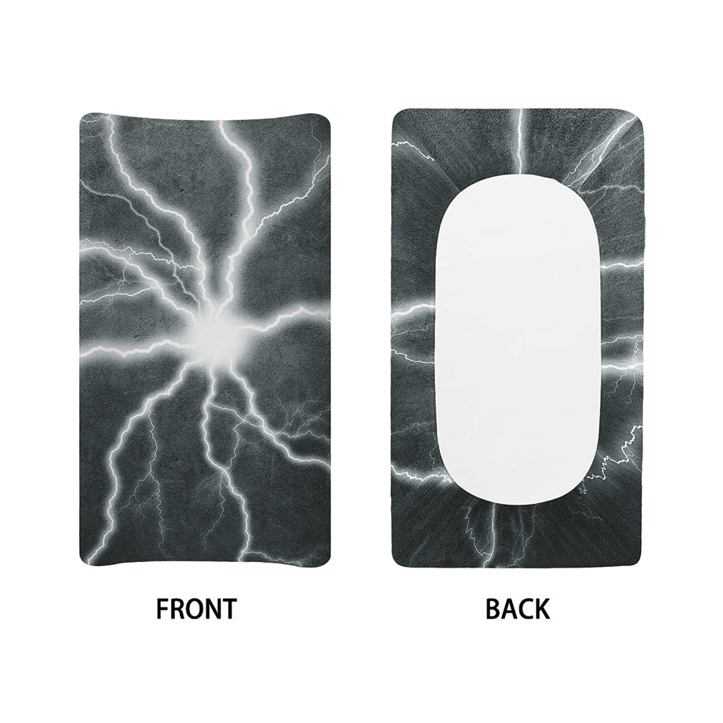White Lightning Print Changing Pad Cover