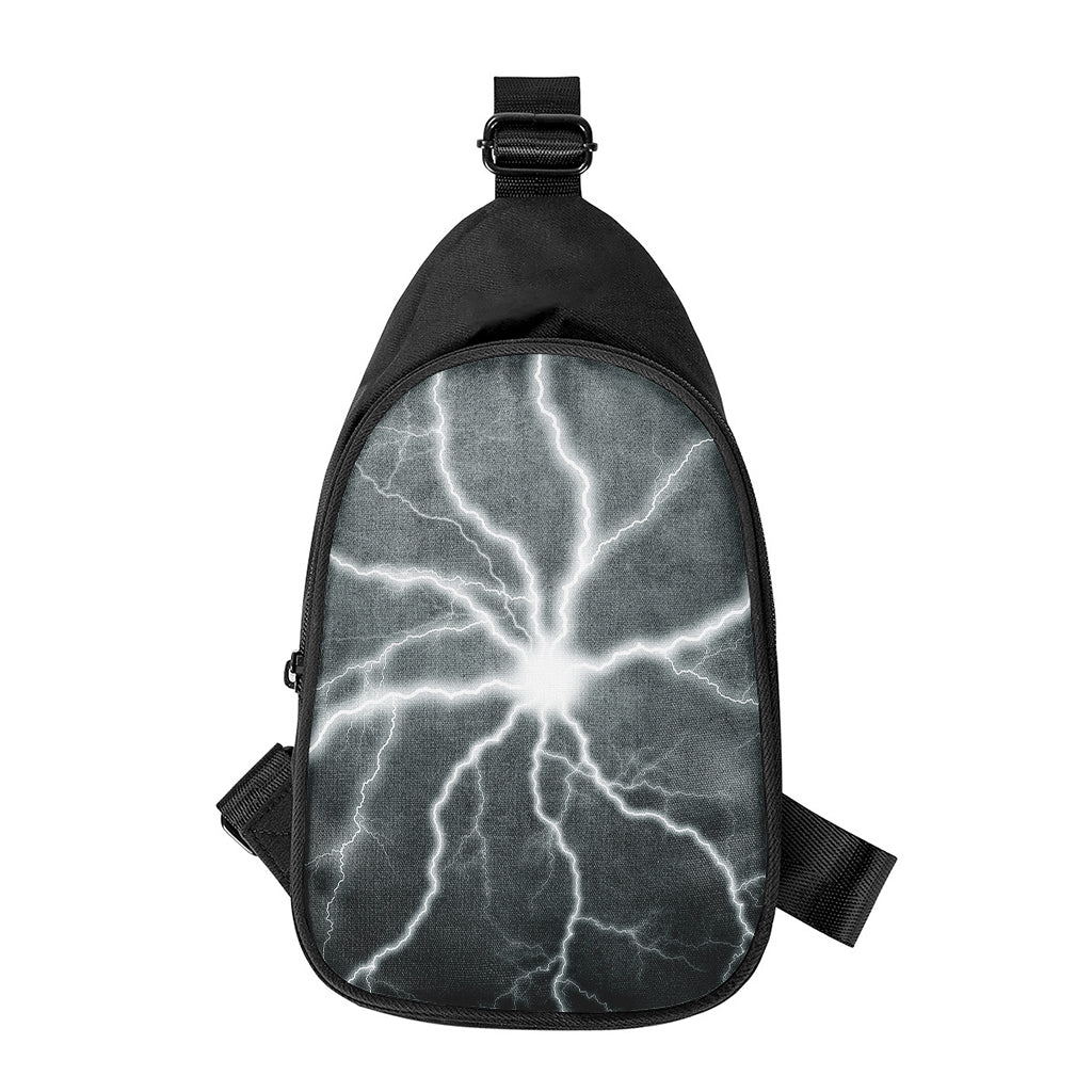 White Lightning Print Chest Bag