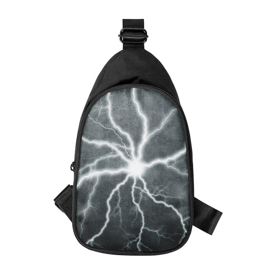 White Lightning Print Chest Bag