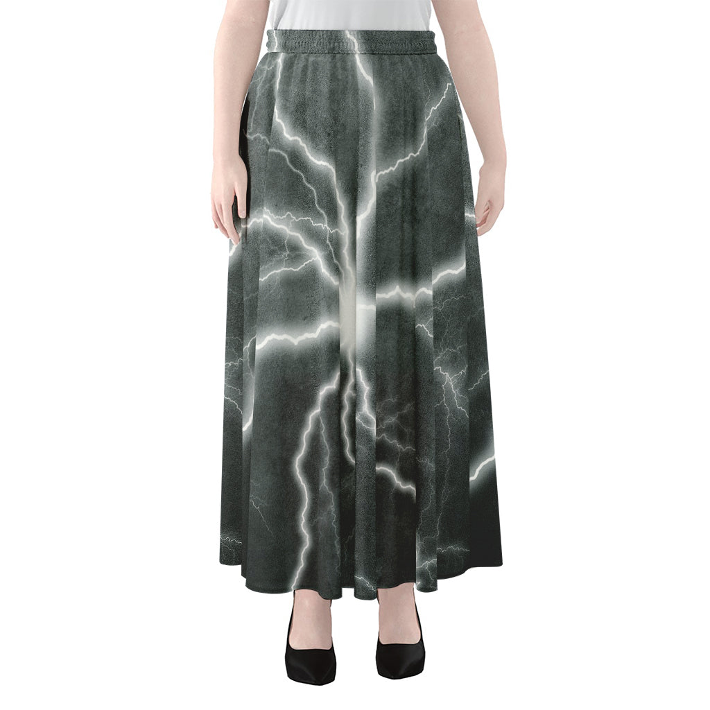 White Lightning Print Chiffon Maxi Skirt