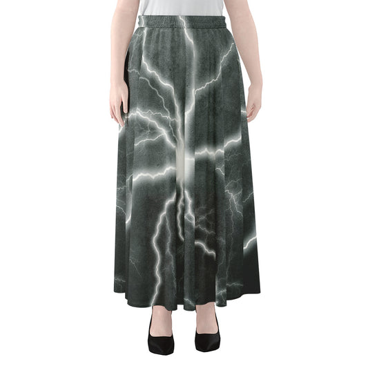 White Lightning Print Chiffon Maxi Skirt