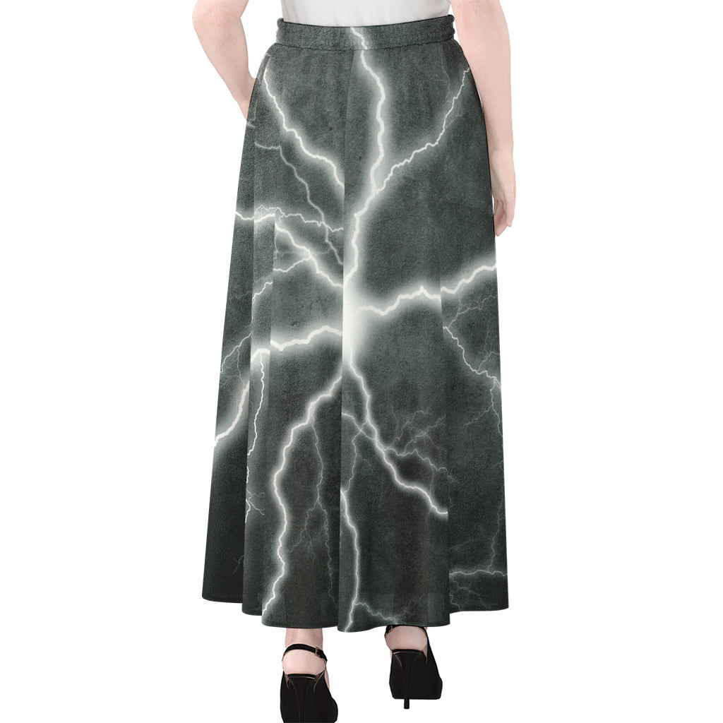 White Lightning Print Chiffon Maxi Skirt