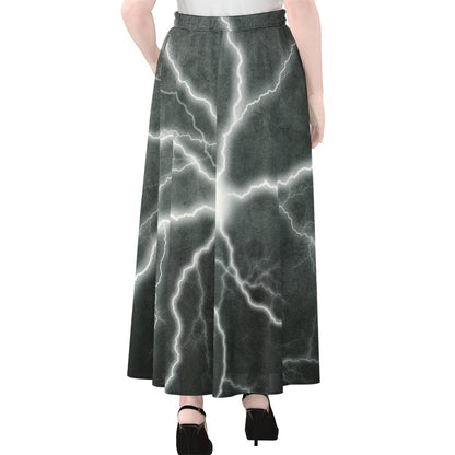White Lightning Print Chiffon Maxi Skirt