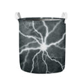 White Lightning Print Collapsible Laundry Basket