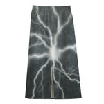 White Lightning Print Cotton Front Slit Maxi Skirt