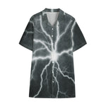 White Lightning Print Cotton Hawaiian Shirt