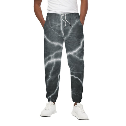 White Lightning Print Cotton Pants