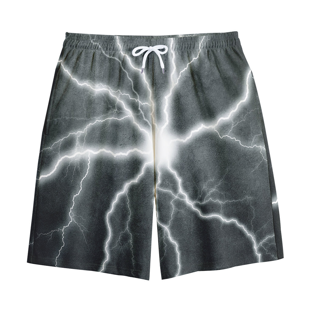 White Lightning Print Cotton Shorts