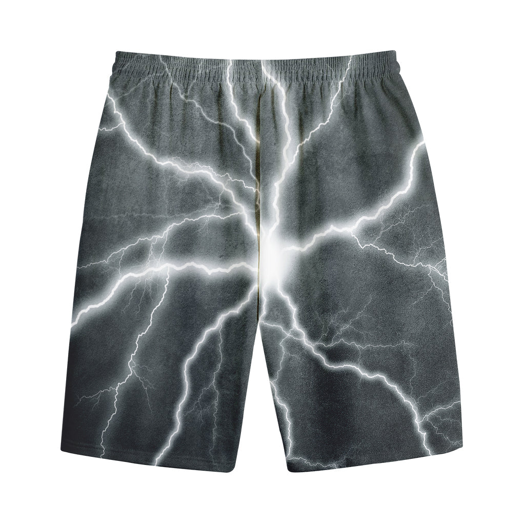 White Lightning Print Cotton Shorts