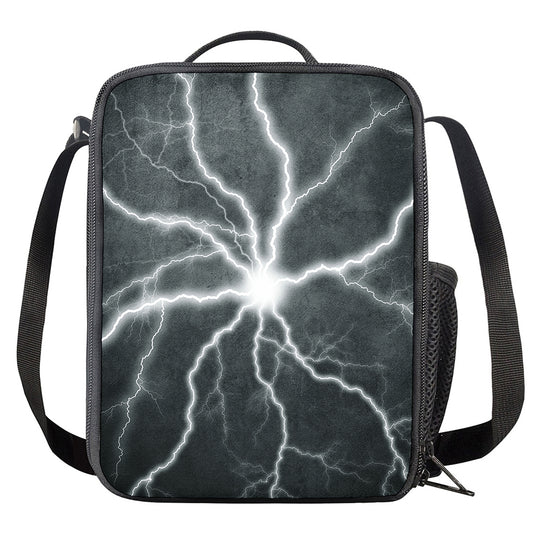 White Lightning Print Crossbody Lunch Bag