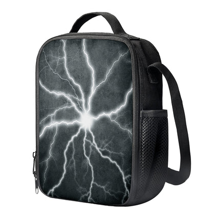 White Lightning Print Crossbody Lunch Bag