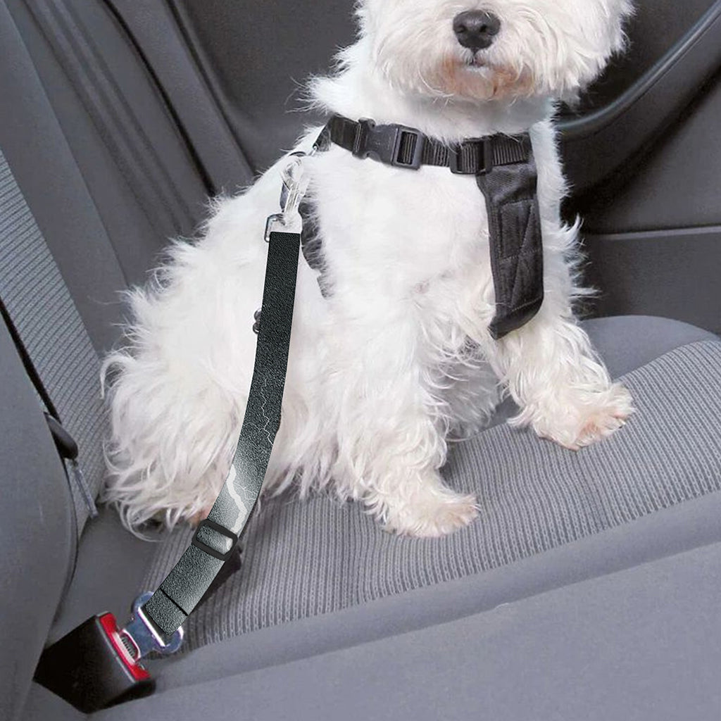 White Lightning Print Dog Seat Belt