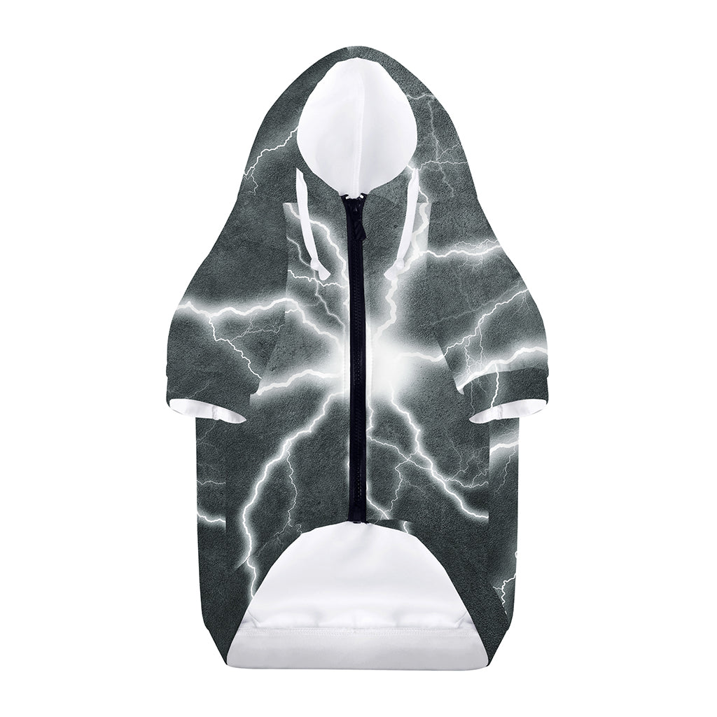 White Lightning Print Dog Zip Up Hoodie