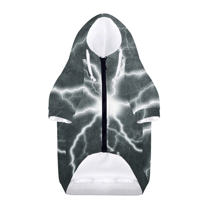 White Lightning Print Dog Zip Up Hoodie
