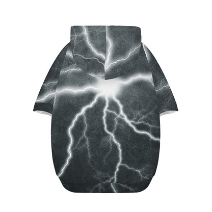 White Lightning Print Dog Zip Up Hoodie