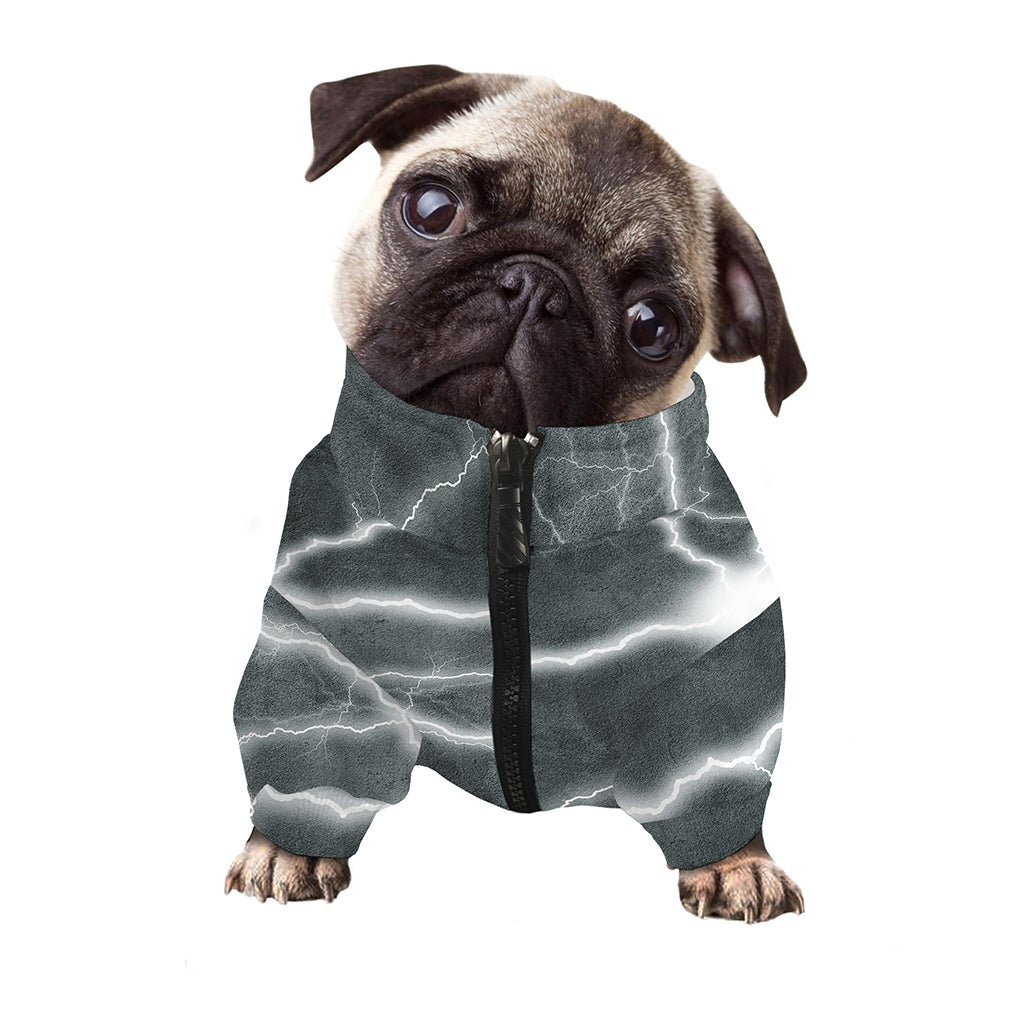 White Lightning Print Dog Zip Up Jacket