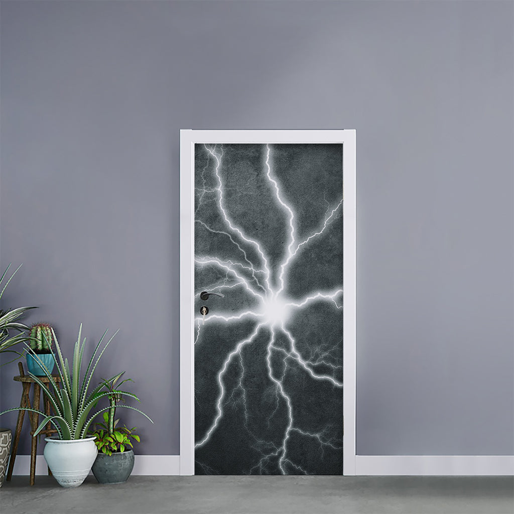 White Lightning Print Door Sticker