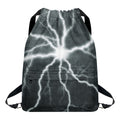 White Lightning Print Drawstring Backpack