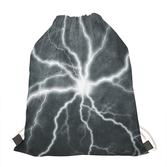 White Lightning Print Drawstring Bag