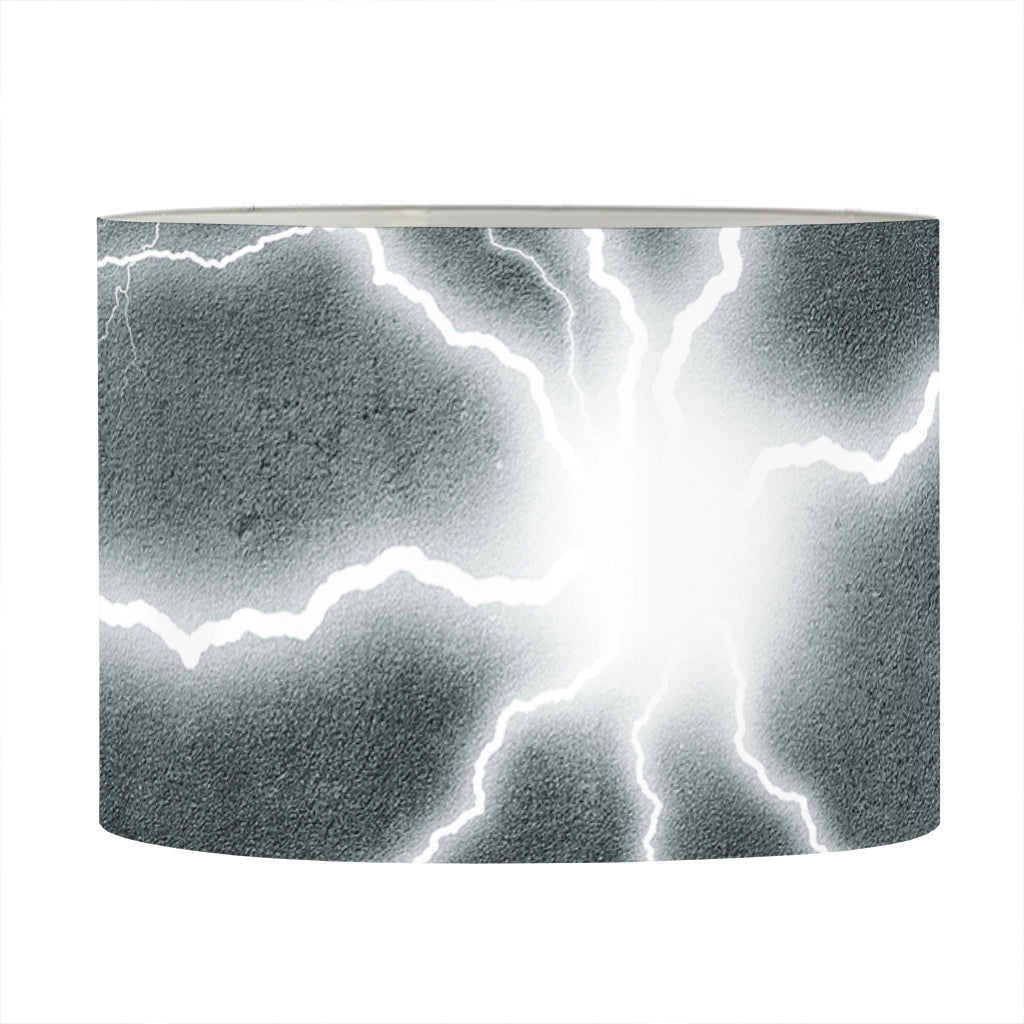 White Lightning Print Drum Lamp Shade
