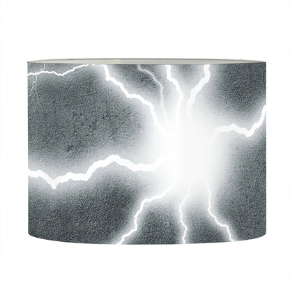 White Lightning Print Drum Lamp Shade