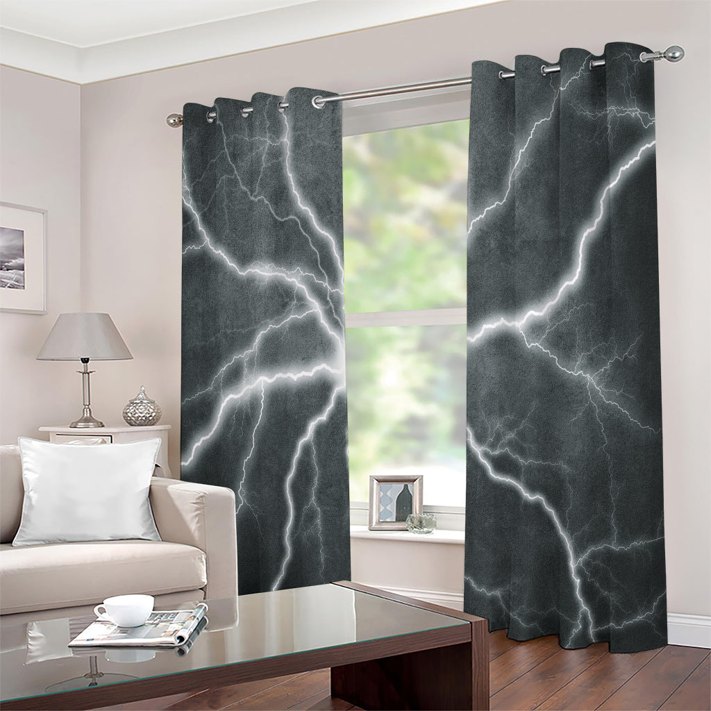 White Lightning Print Extra Wide Grommet Curtains