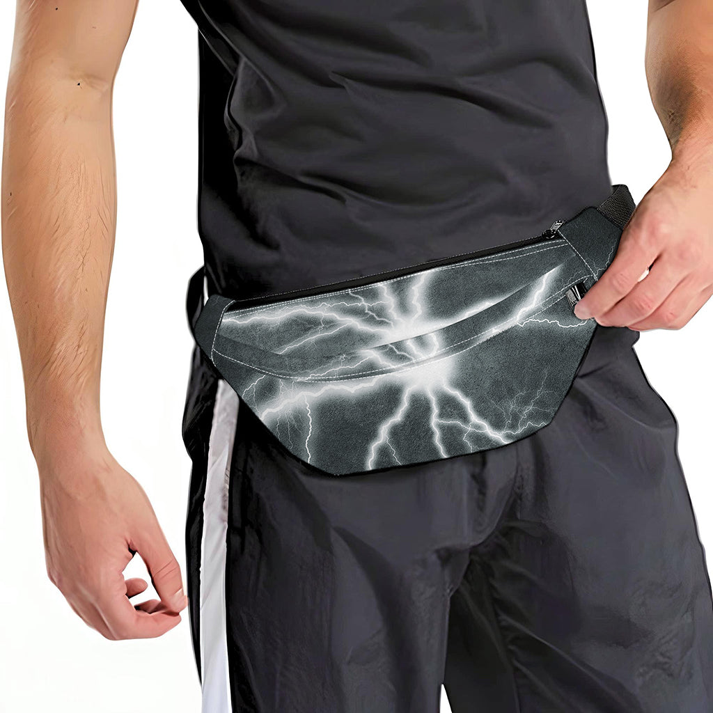 White Lightning Print Fanny Pack