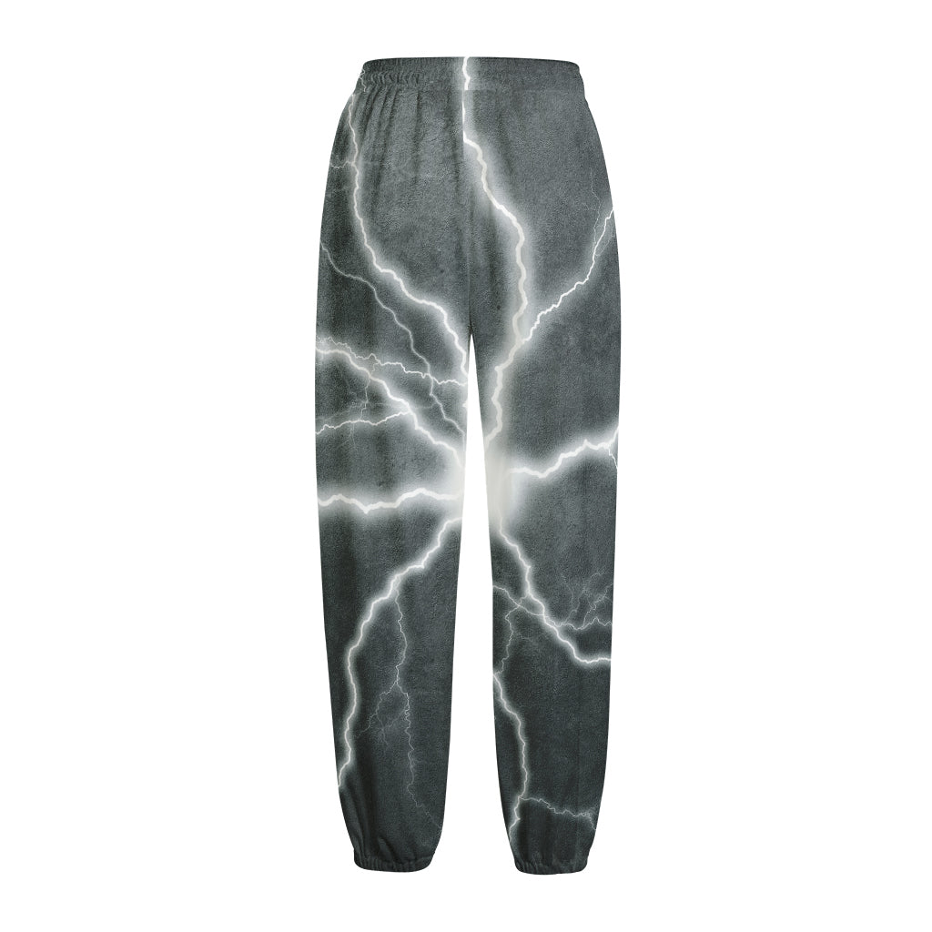 White Lightning Print Fleece Lined Knit Pants