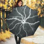 White Lightning Print Foldable Umbrella