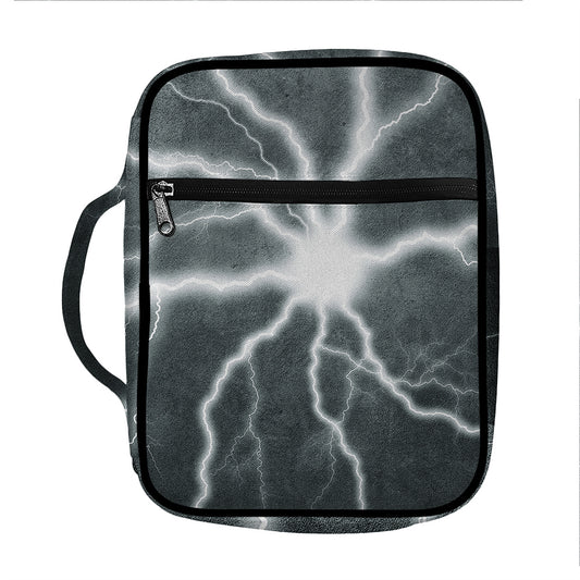 White Lightning Print Front Pocket Bible Bag