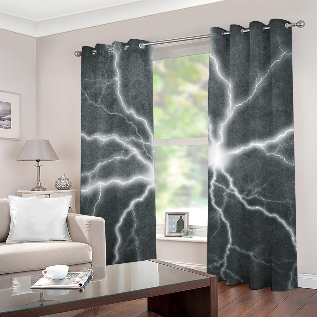 White Lightning Print Grommet Curtains