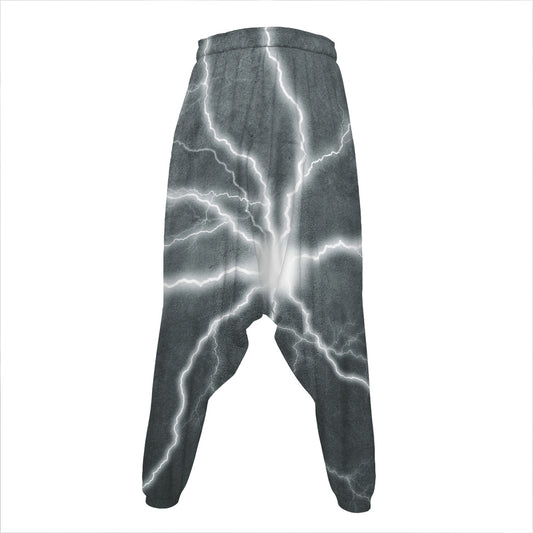 White Lightning Print Hammer Pants