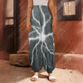 White Lightning Print Harem Pants