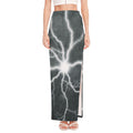 White Lightning Print High Slit Maxi Skirt