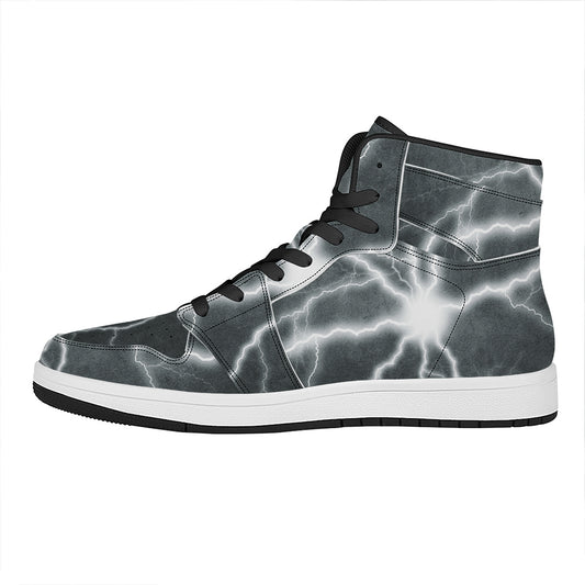 White Lightning Print High Top Leather Sneakers