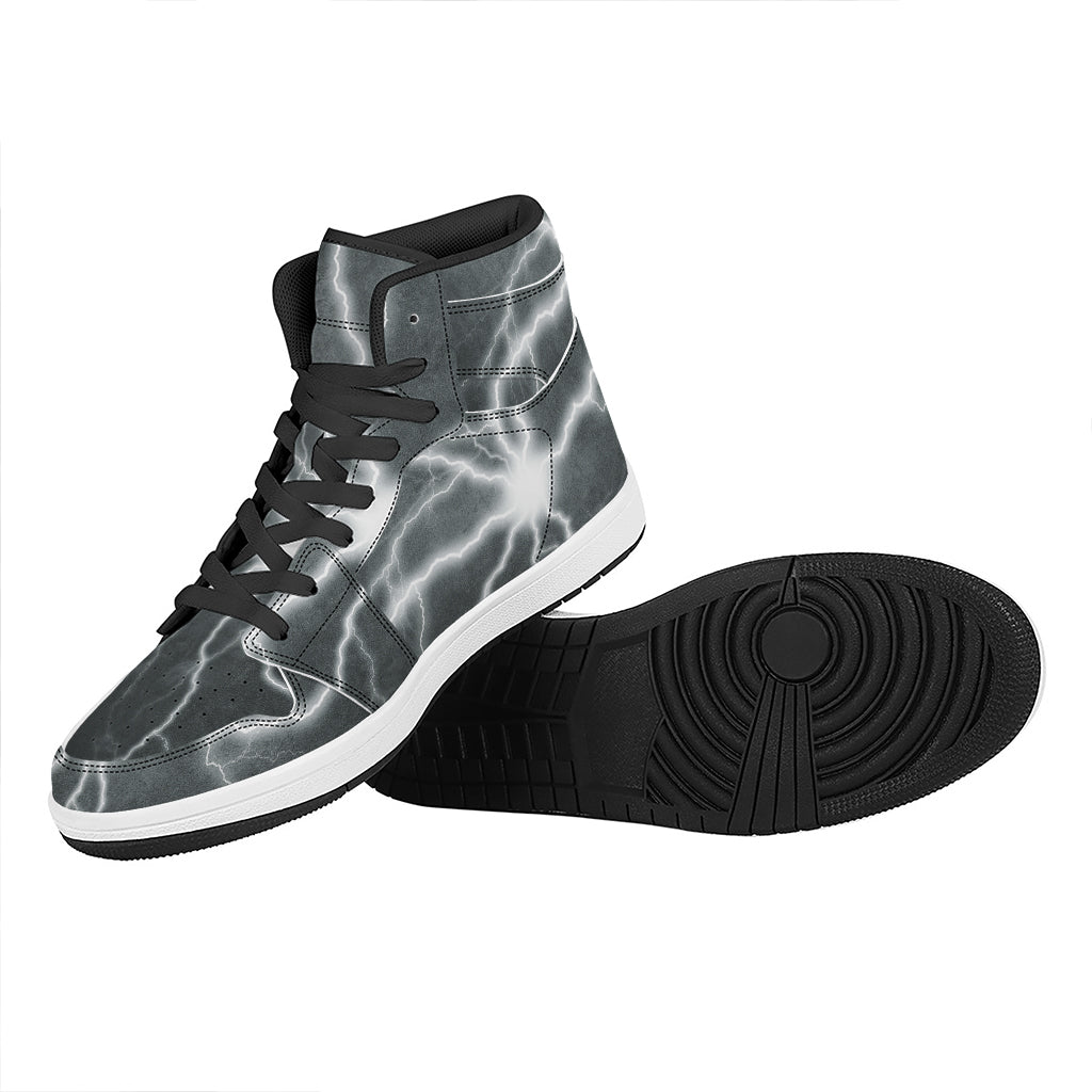 White Lightning Print High Top Leather Sneakers