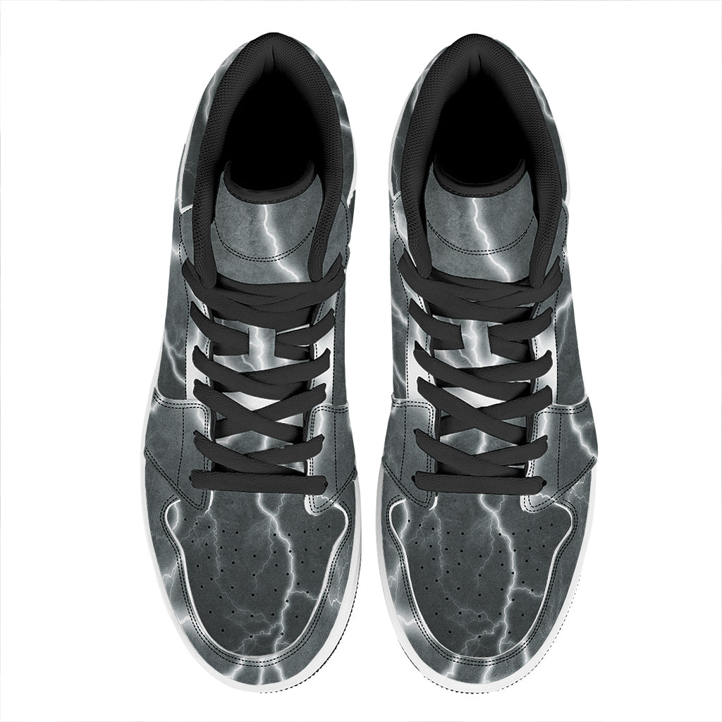 White Lightning Print High Top Leather Sneakers