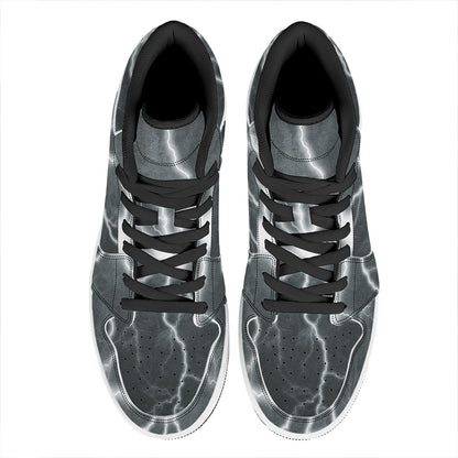White Lightning Print High Top Leather Sneakers