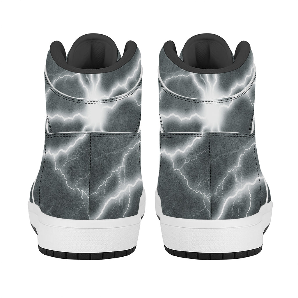 White Lightning Print High Top Leather Sneakers