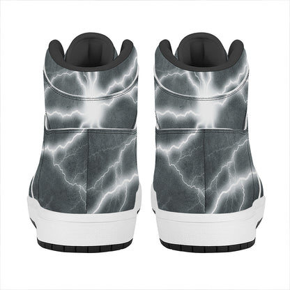 White Lightning Print High Top Leather Sneakers