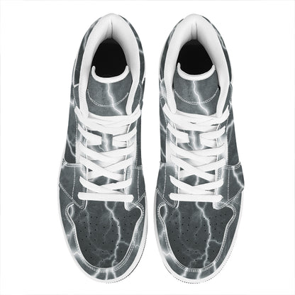 White Lightning Print High Top Leather Sneakers