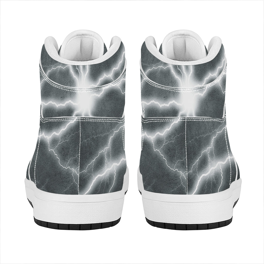 White Lightning Print High Top Leather Sneakers