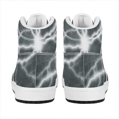 White Lightning Print High Top Leather Sneakers